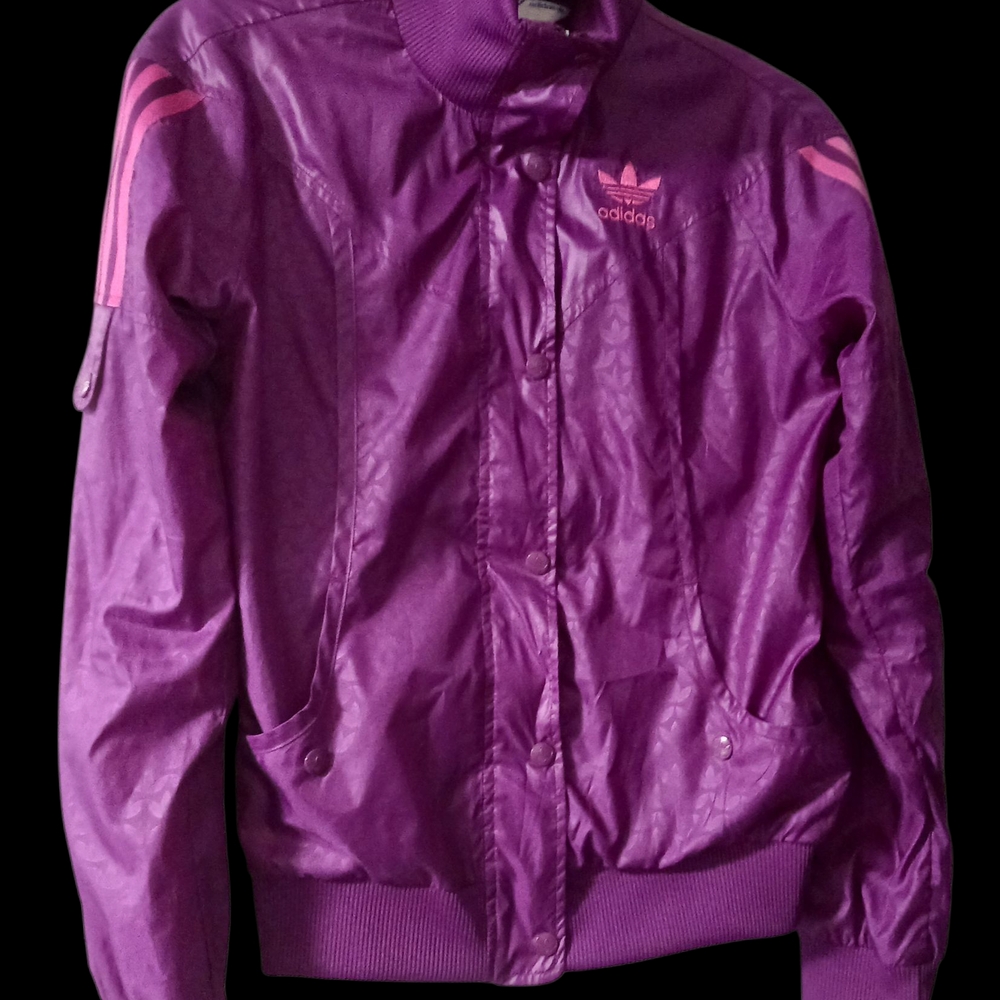 Adidas Purple Bomber Jacket Lightweight Casual